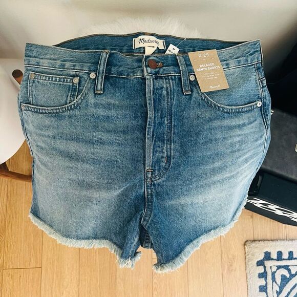 Madewell Relaxed Denim Jean Split Hem Edition Shorts, Size 8‎ (29 Waist) NWT - Picture 11 of 14